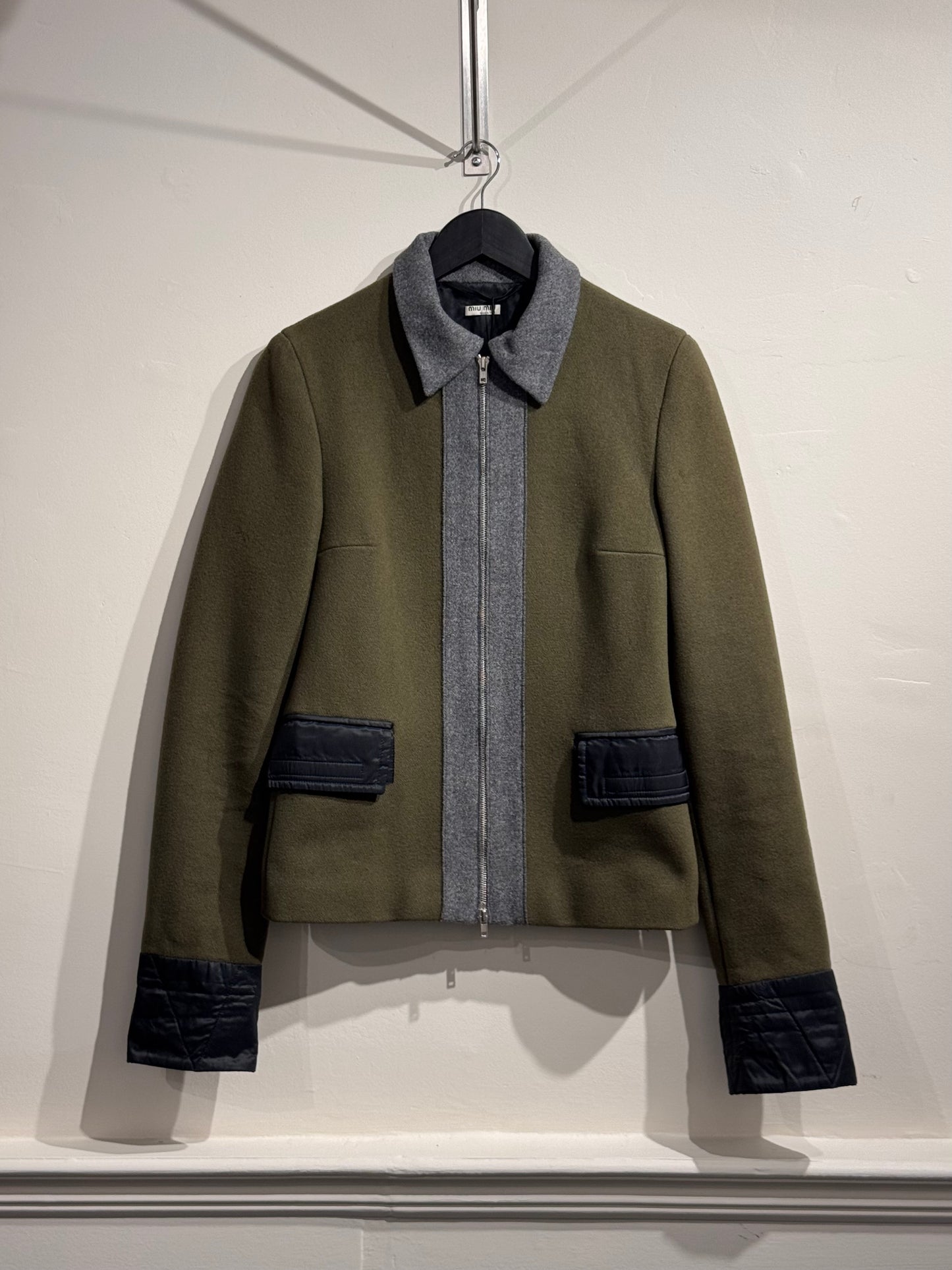 Miu Miu Khaki Grey 90s/00s Wool Jacket