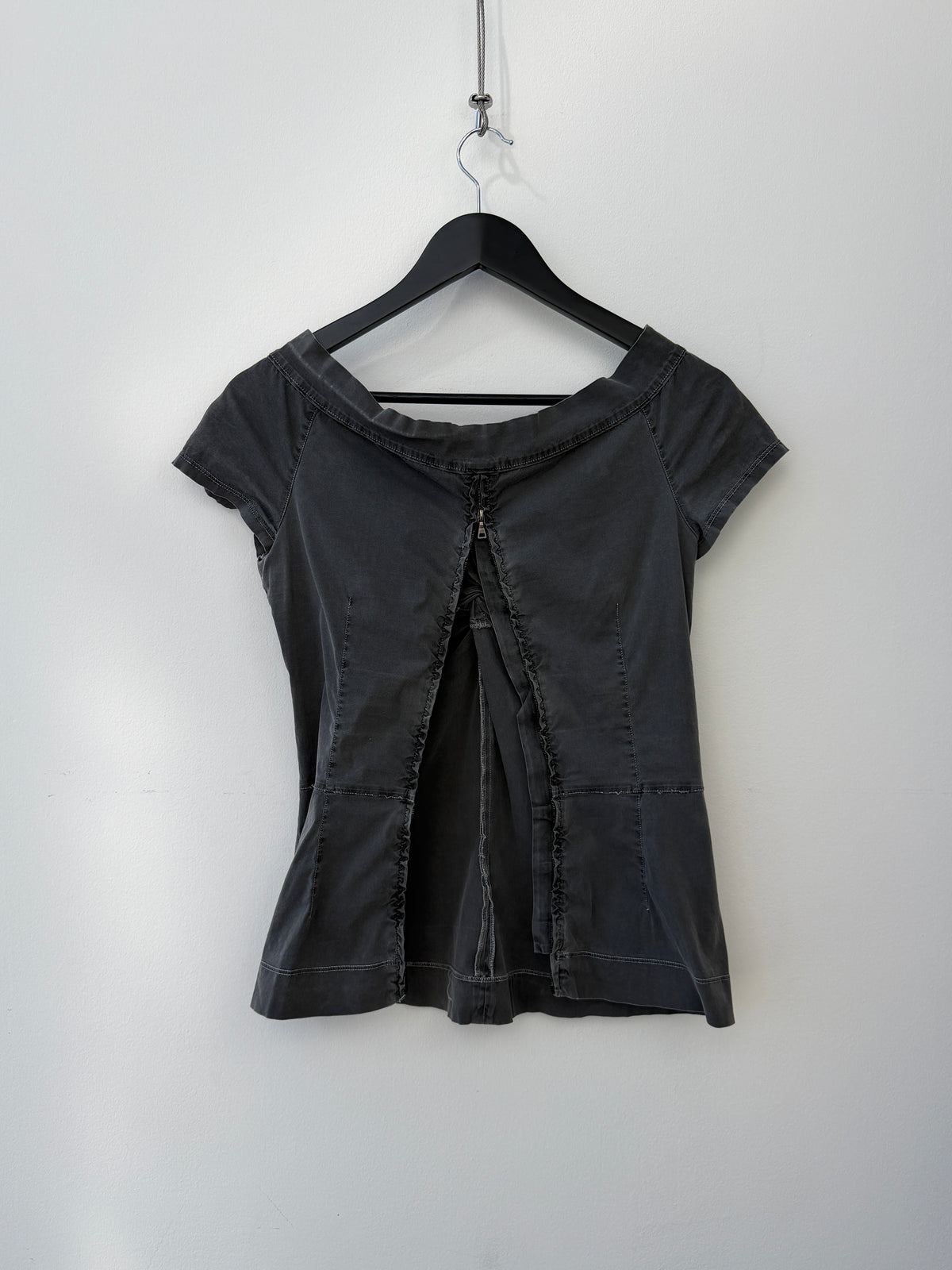 Prada 00s Sleeveless Zip-Back Bunch Top