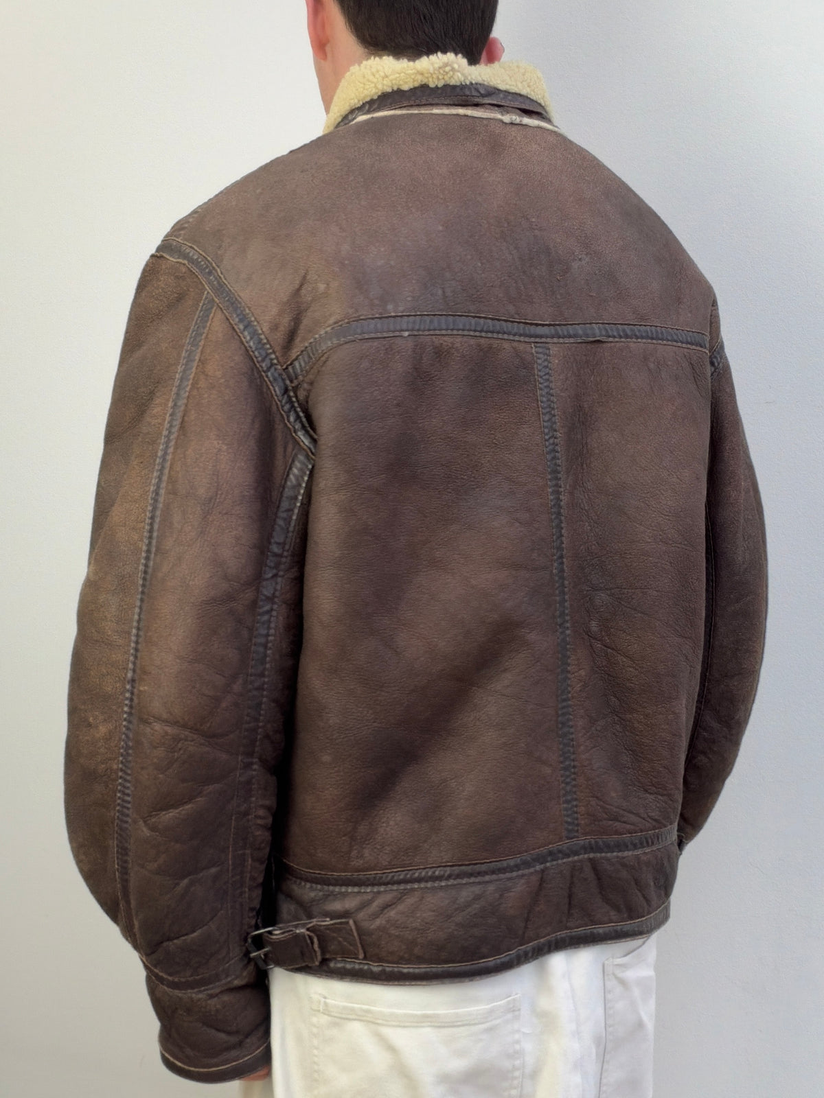1990s Sheepskin Aviator Leather Flight Jacket