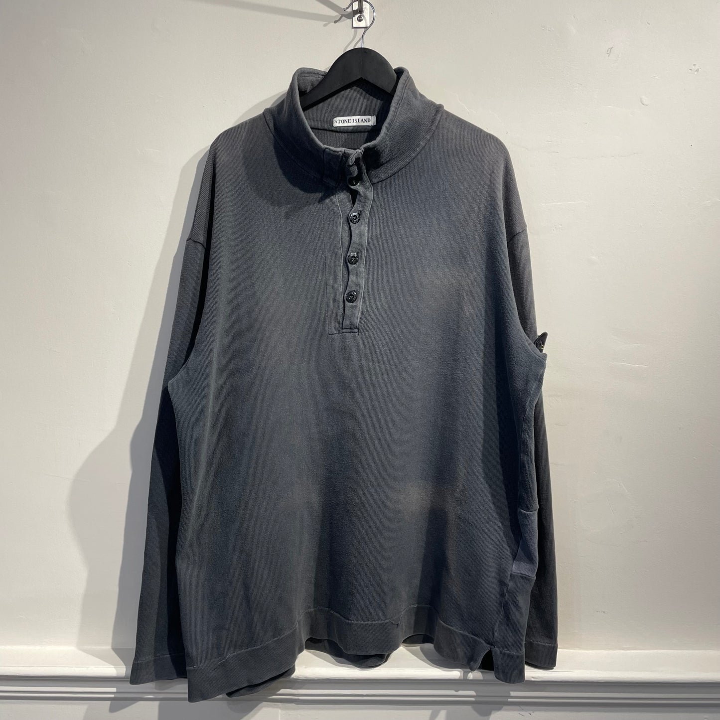 Stone Island Grey AW99 Button Collar Jumper