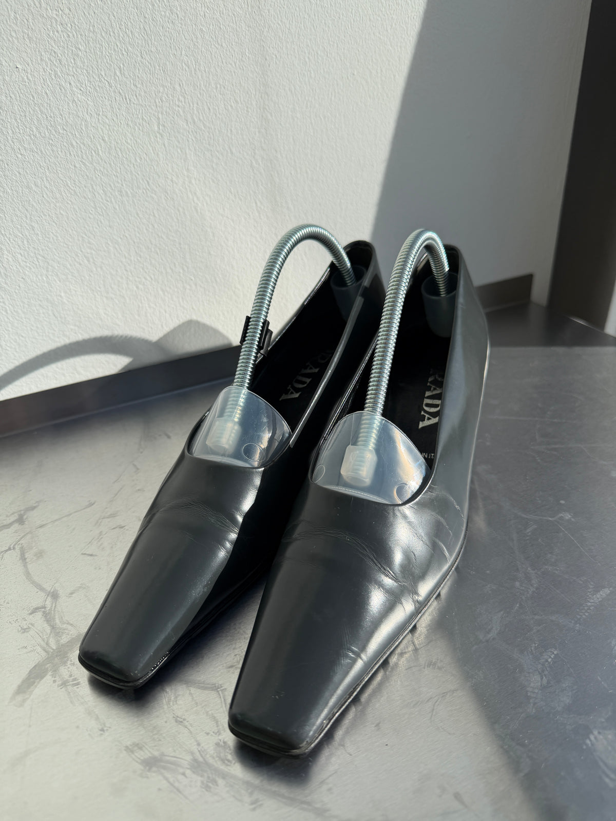 Prada 90s Leather Square Toe Mary Jane Kitten Heels