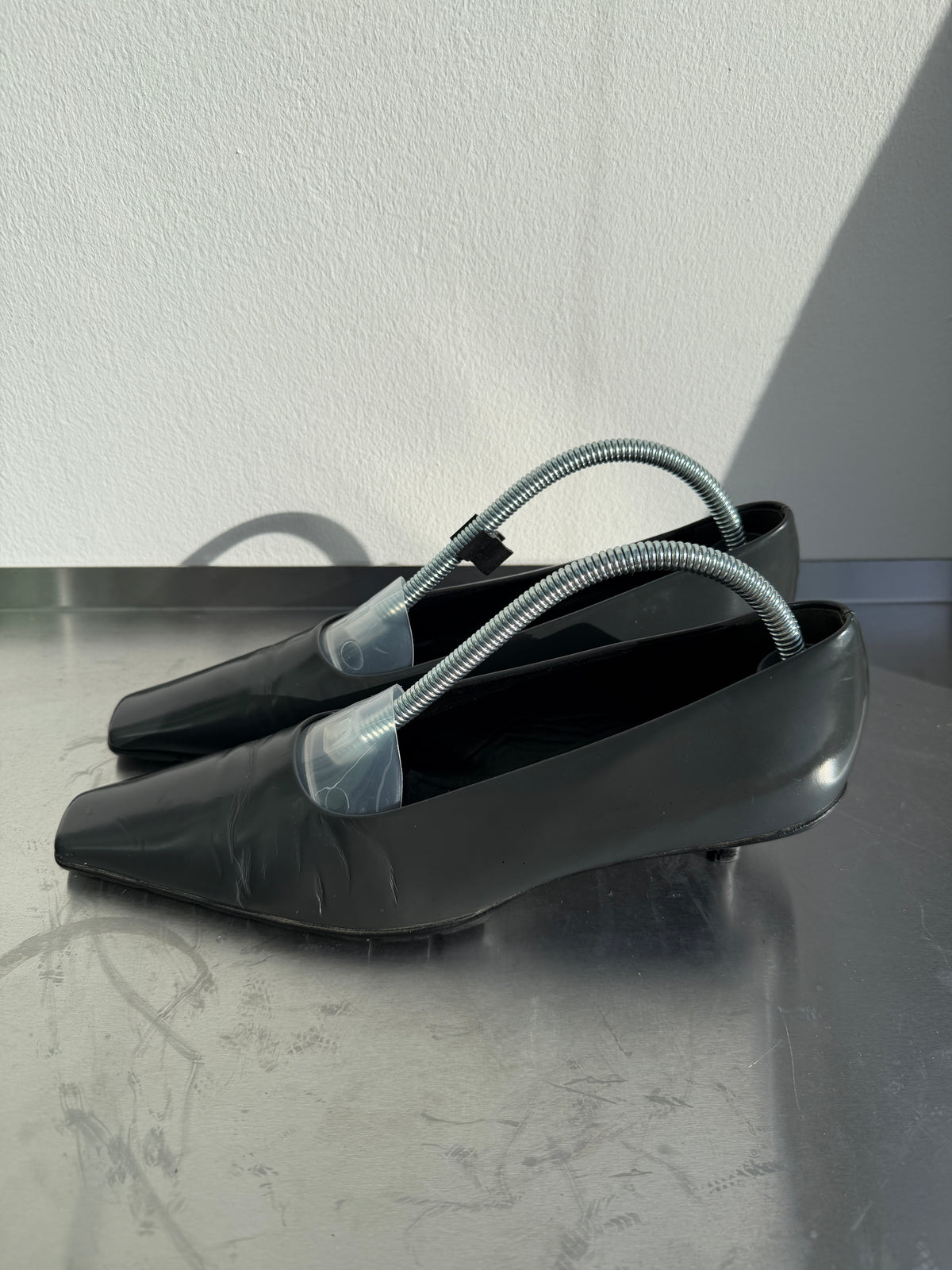 Prada 90s Leather Square Toe Mary Jane Kitten Heels