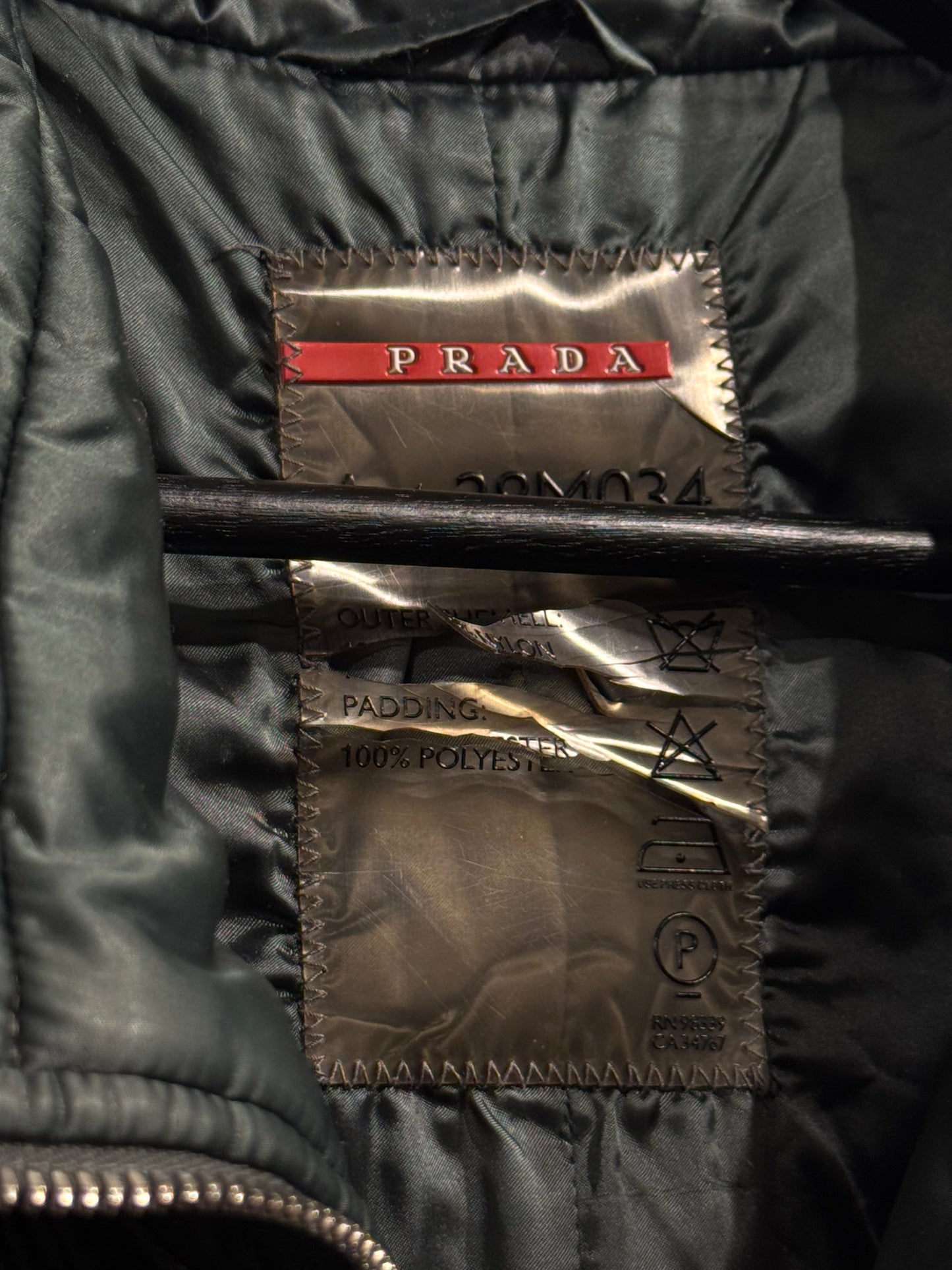 Prada Sport Green 2008 Nylon Padded Funnel Neck Jacket