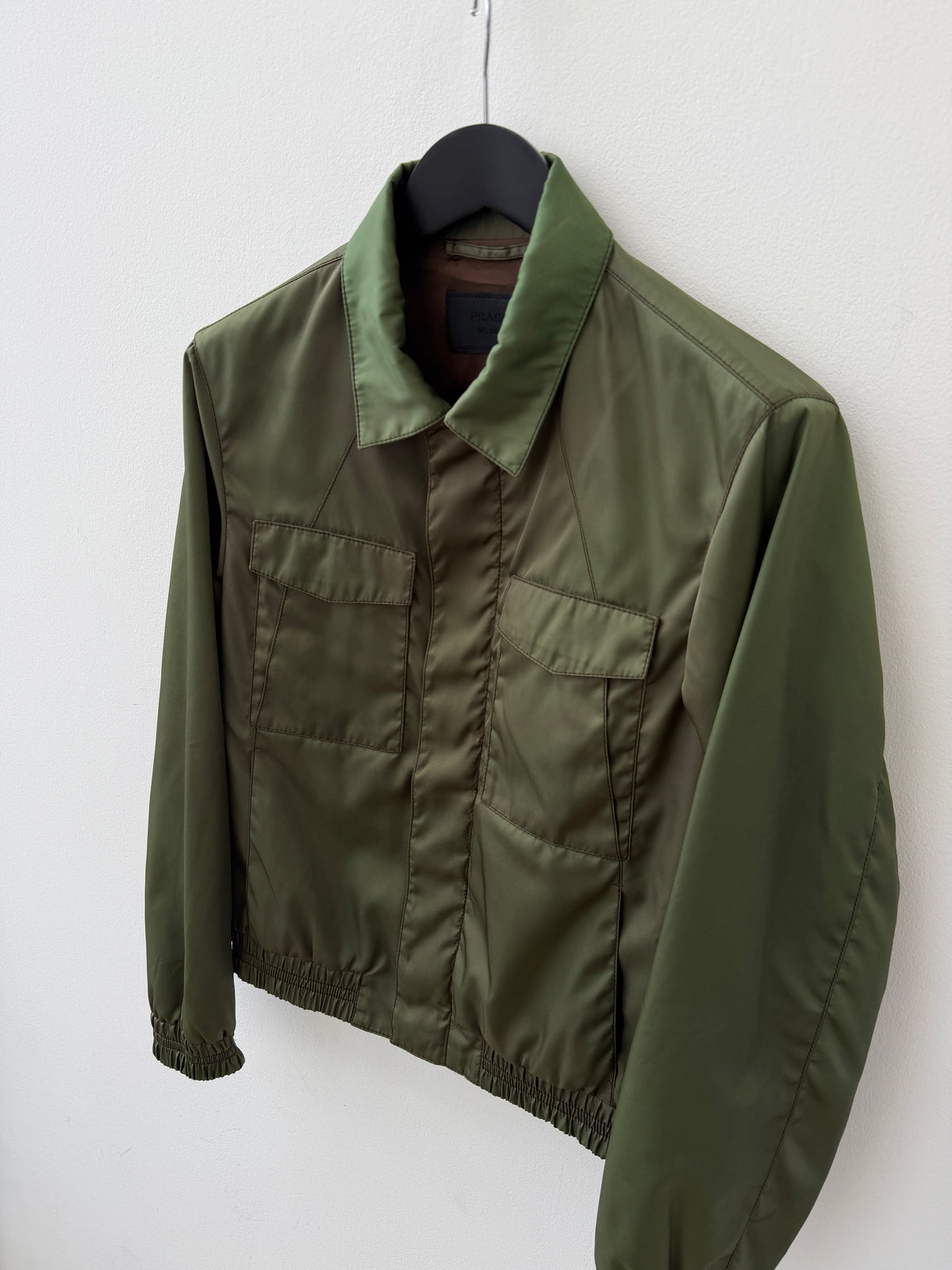 Prada Green Iridescent Zip Up Bomber Jacket