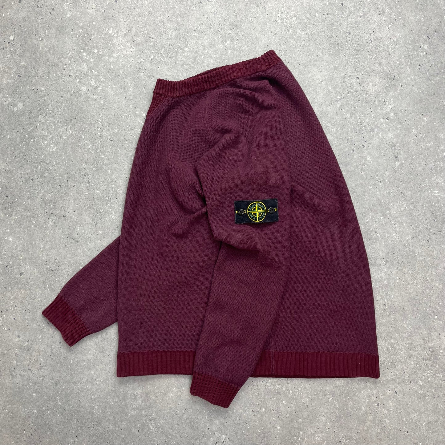 Stone Island Two-Tone Burgundy Knit Jumper