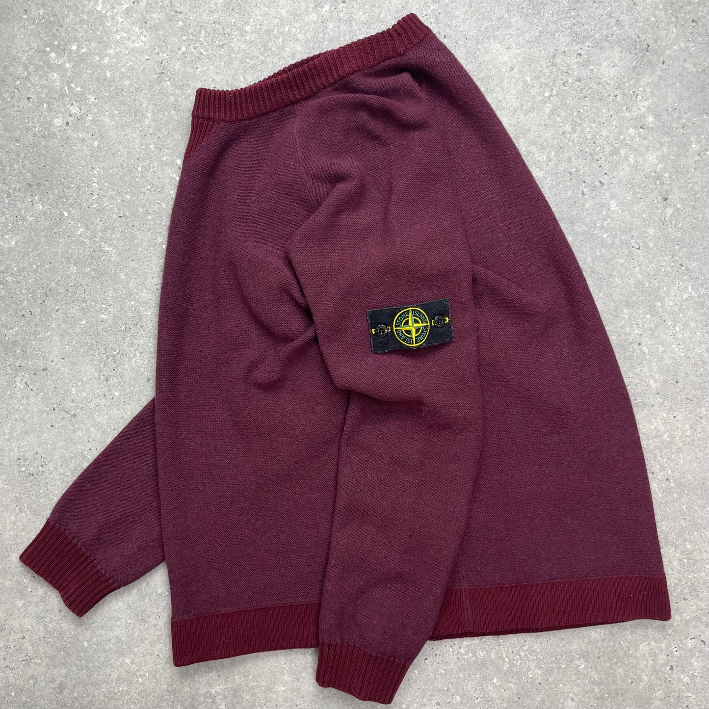 Stone Island Two-Tone Burgundy Knit Jumper