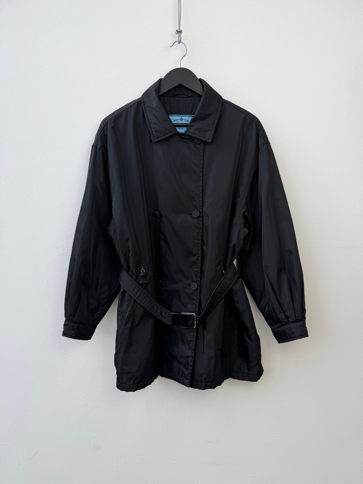 Prada 90s Belted Nylon Overcoat
