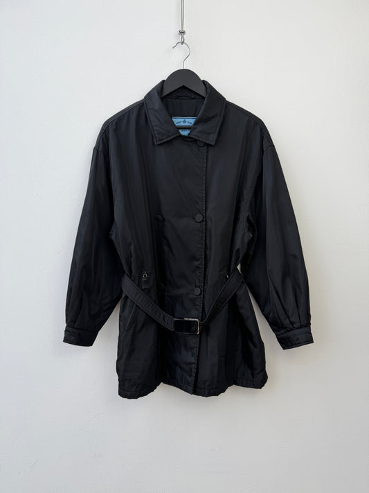Prada 90s Belted Nylon Overcoat