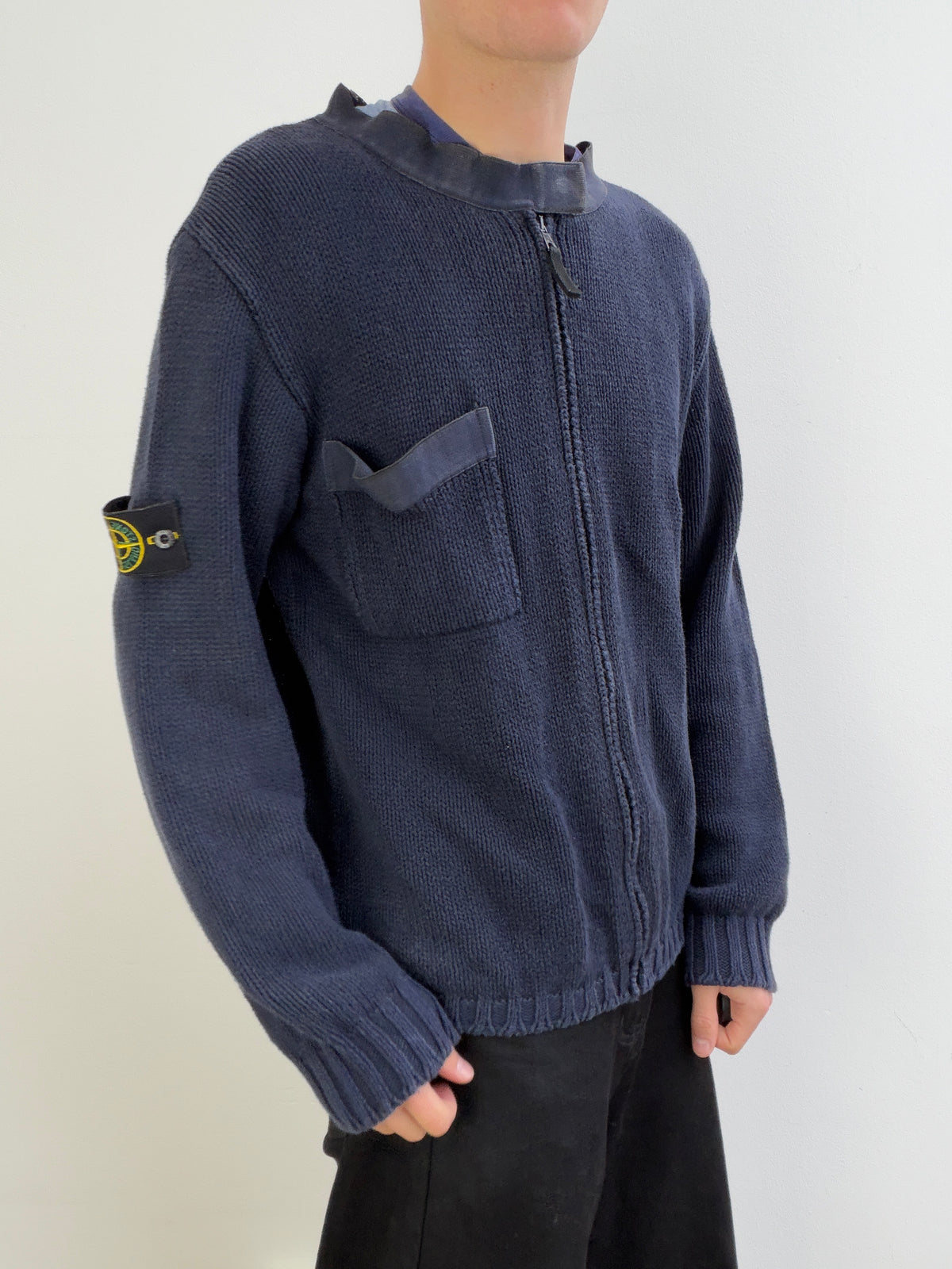 Stone Island SS01 Zip-Through Knit Cardigan Jacket