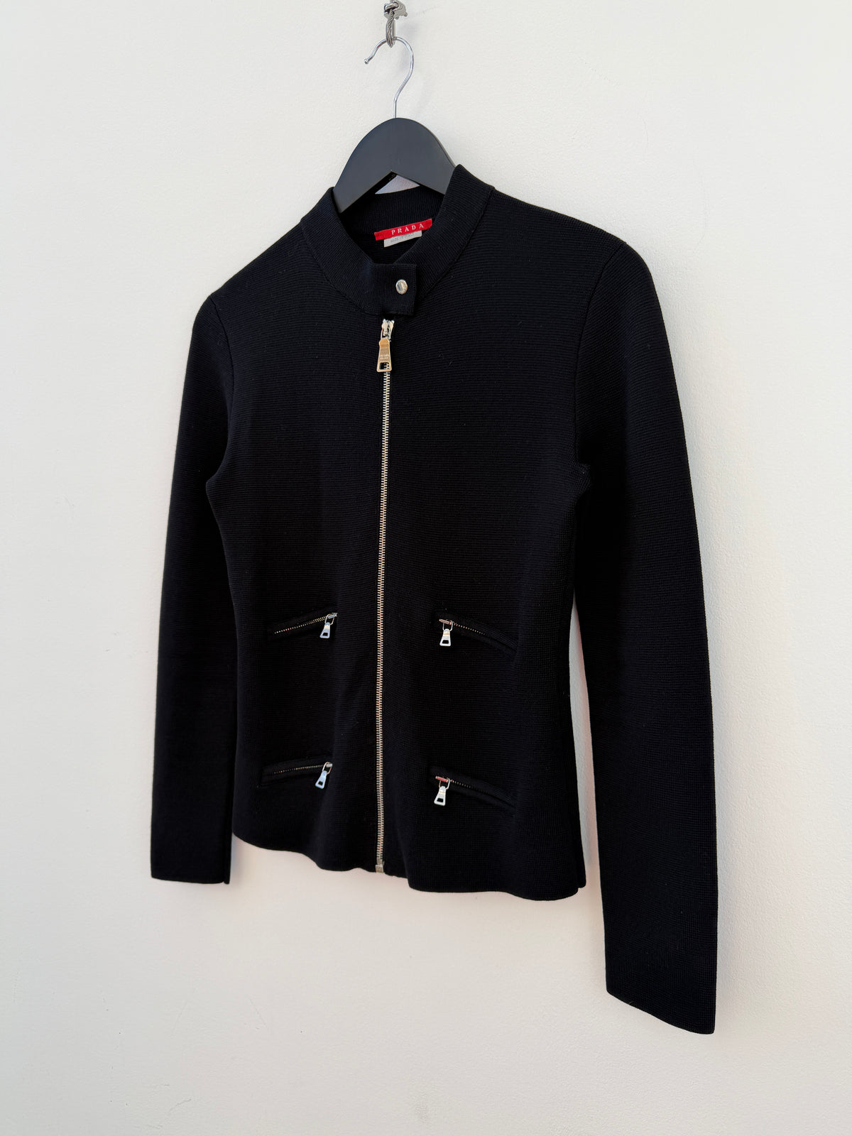 Prada Sport Multi-Pocket Zip-Up Cardigan