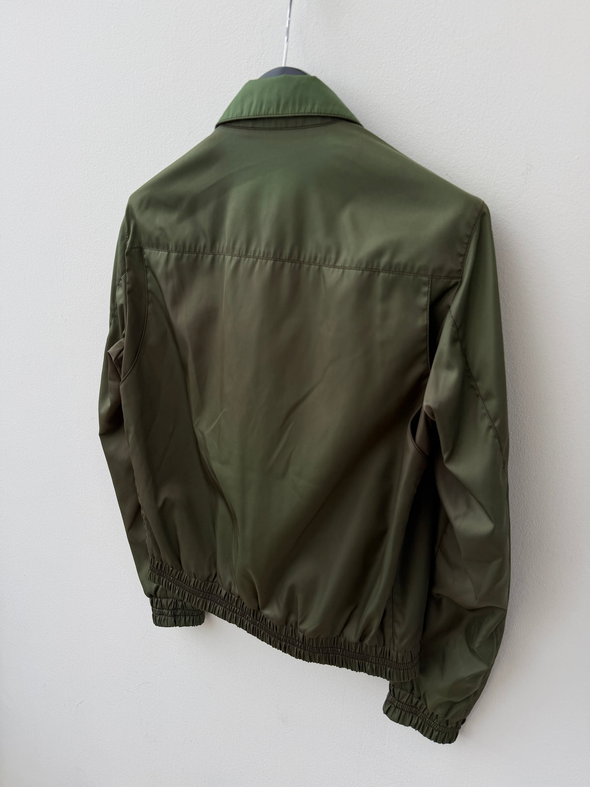 Prada Green Iridescent Zip Up Bomber Jacket