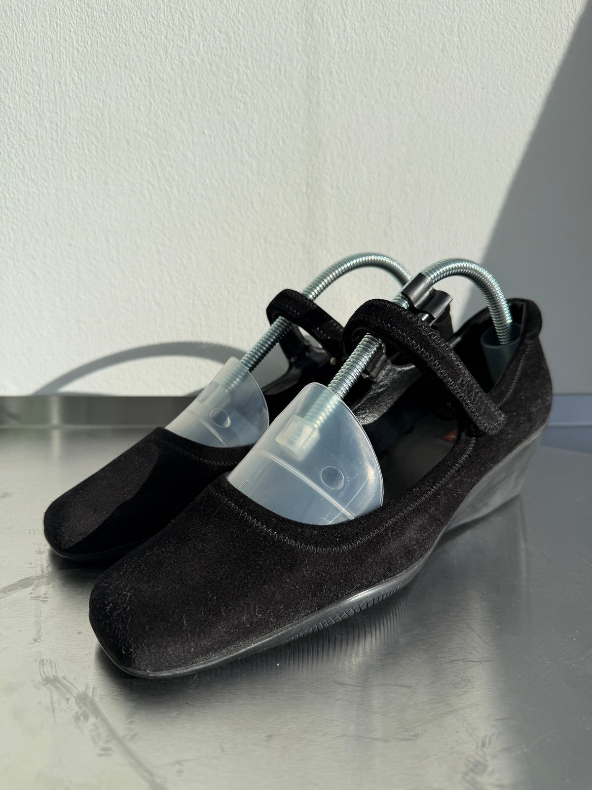 Prada Sport Suede Wedge Mary Janes
