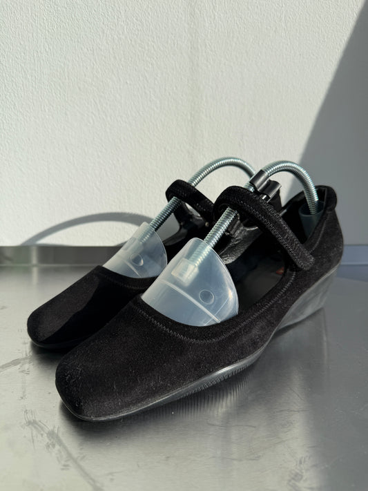 Prada Sport Suede Wedge Mary Janes
