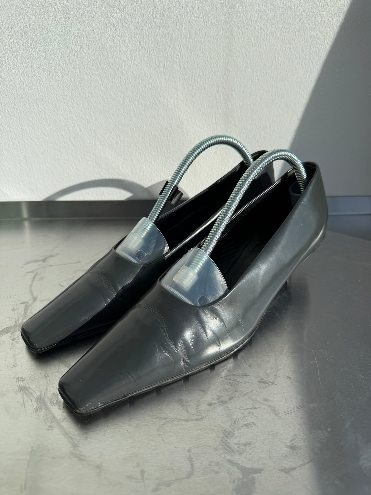 Prada 90s Leather Square Toe Mary Jane Kitten Heels