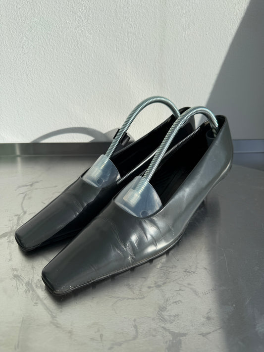 Prada 90s Leather Square Toe Mary Jane Kitten Heels