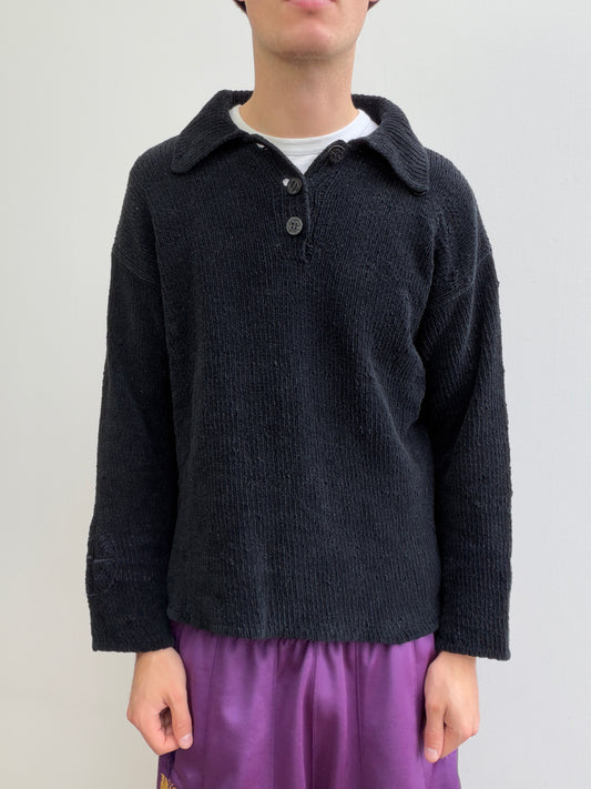 Stone Island SS97 Chenille Knit Button-Collar Jumper