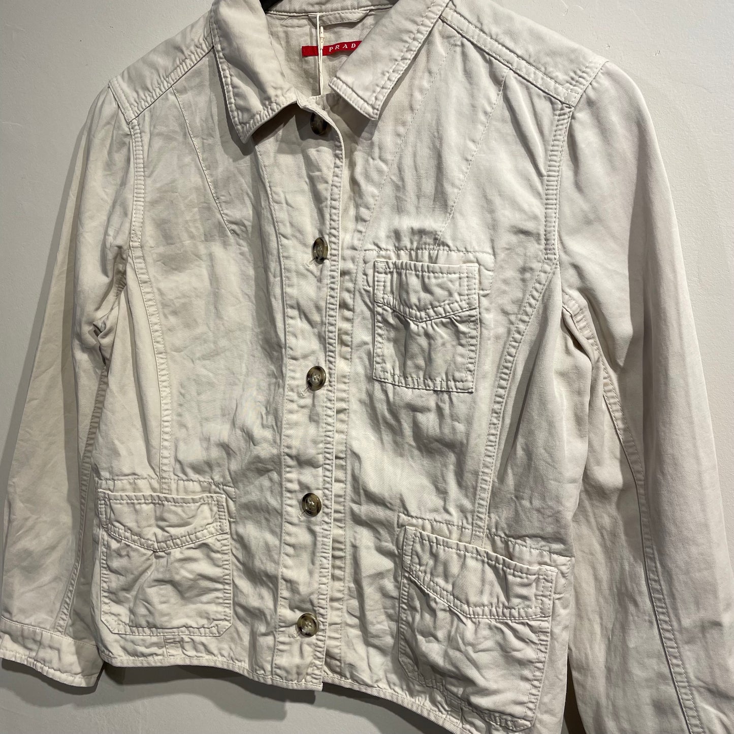 Prada Sport Stone White 00s Cotton Button-Up Blazer