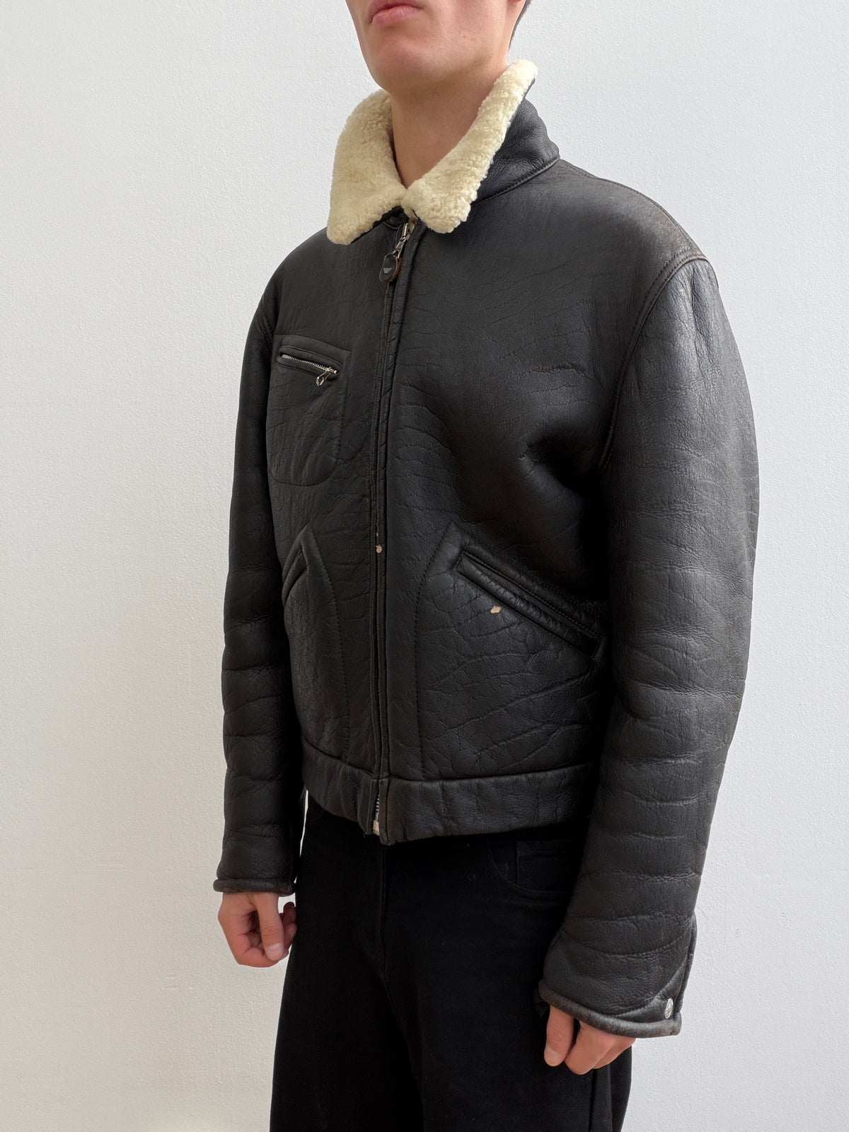 Armani Jeans 90s Sheepskin Leather Jacket