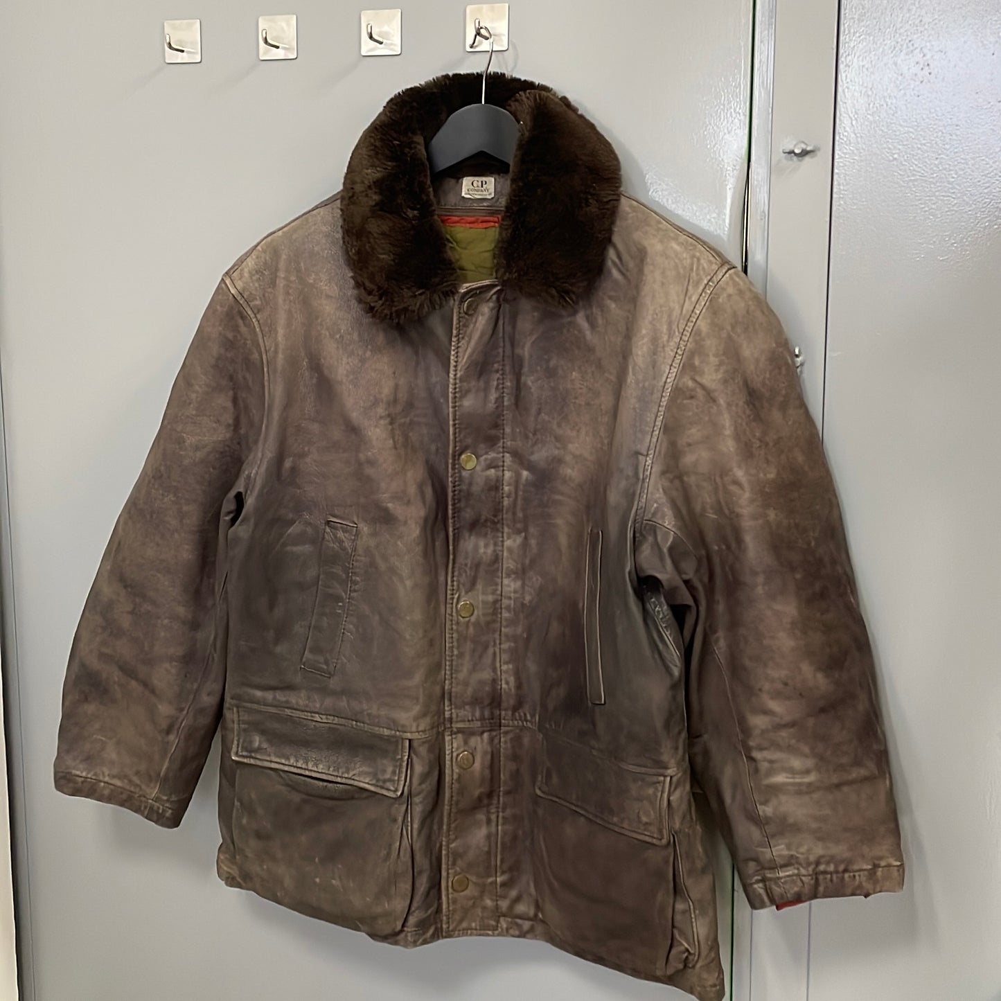 C.P. Company Brown 90s Ideas From Massimo Osti Lined Leather Overcoat