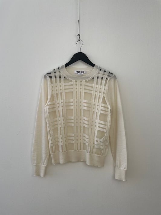 Comme Des Garçons Cream Transparent Grid Jumper
