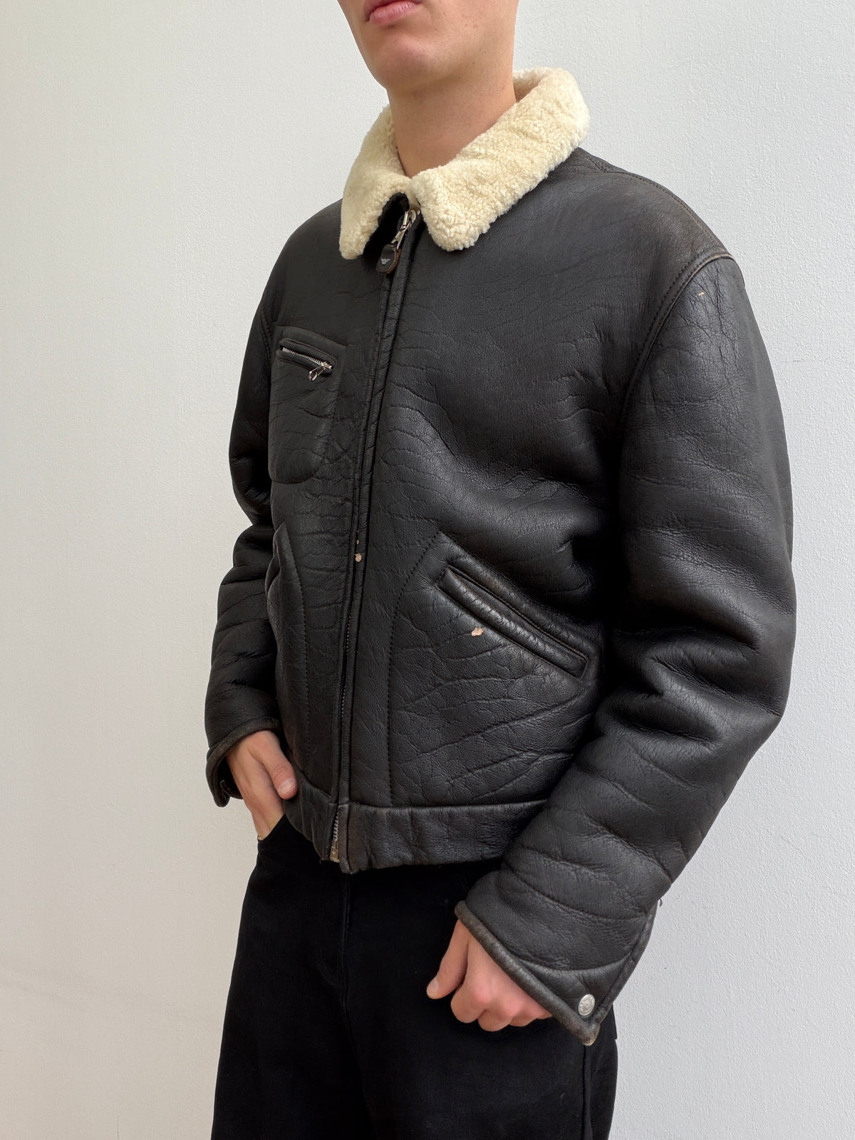 Armani Jeans 90s Sheepskin Leather Jacket