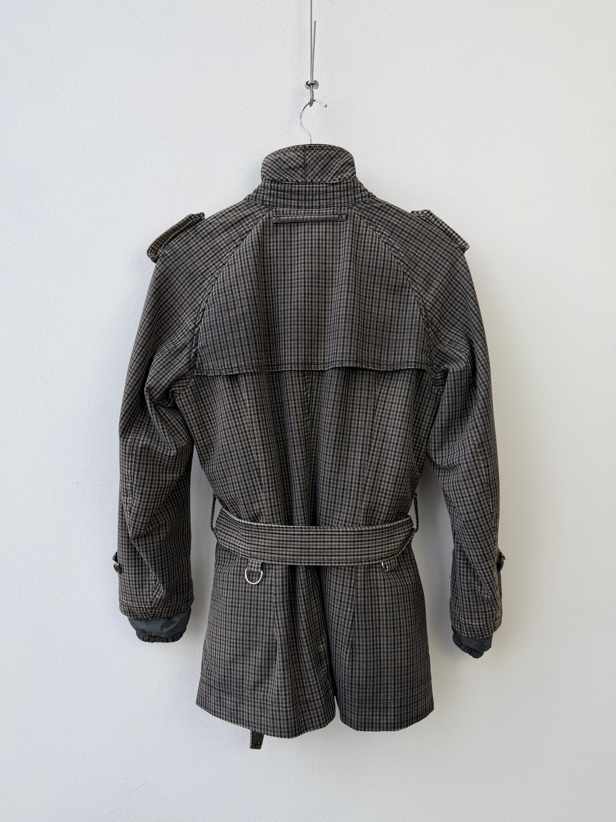 Prada Sport Grey & Brown 00s Belted Plaid Jacket