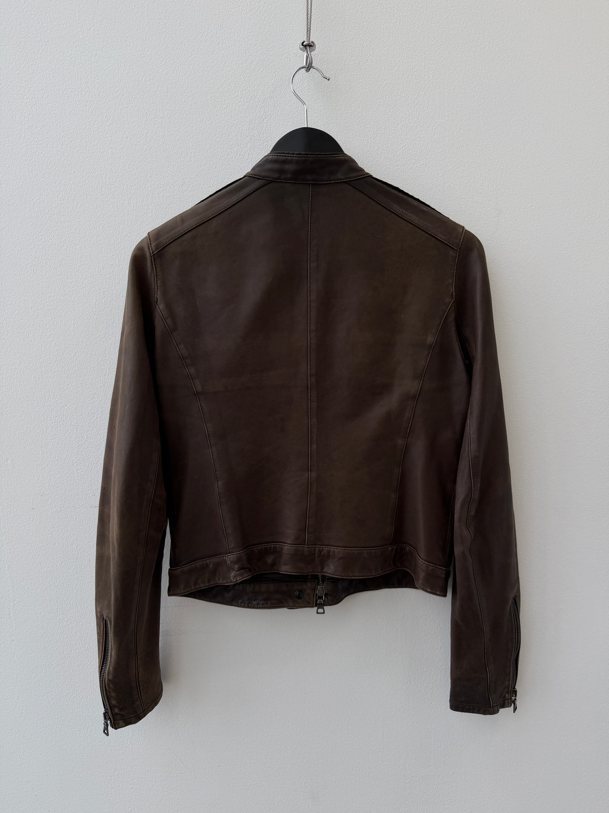 Prada Sport Brown Leather Motorcycle Jacket