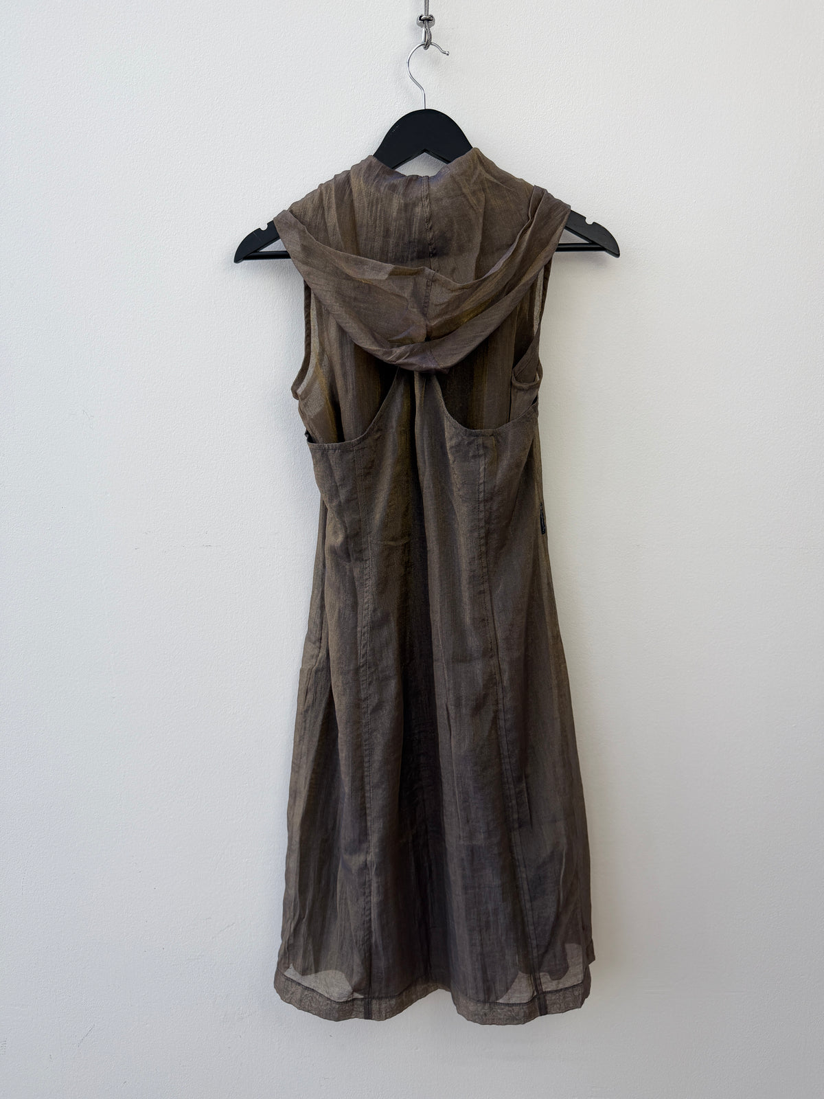 Armani Jeans 90s Iridescent Sheer Hooded Two-Piece Dress Set