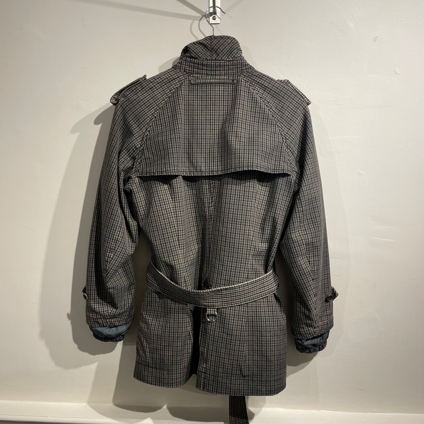 Prada Sport Grey & Brown 00s Belted Plaid Jacket