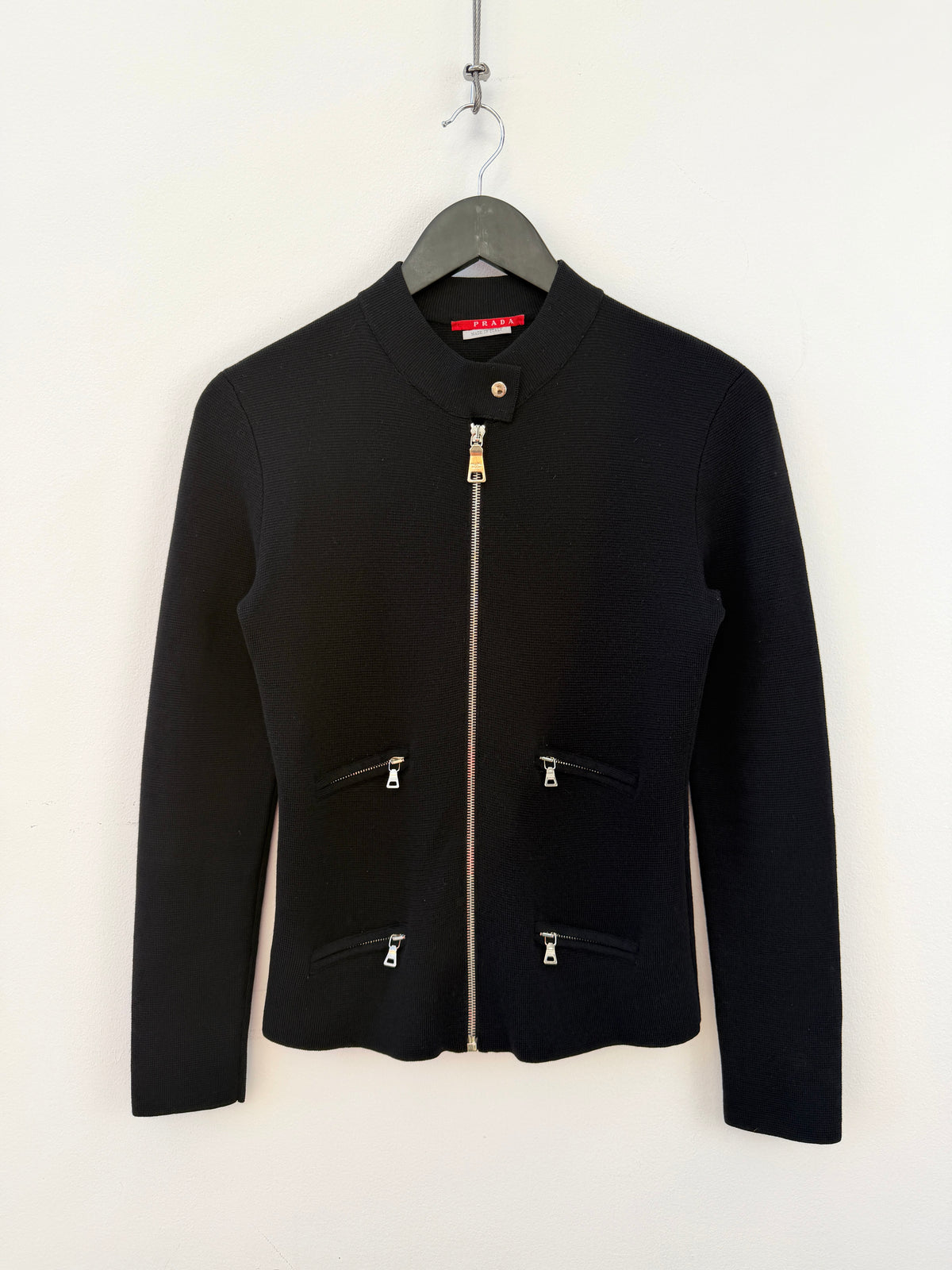 Prada Sport Multi-Pocket Zip-Up Cardigan