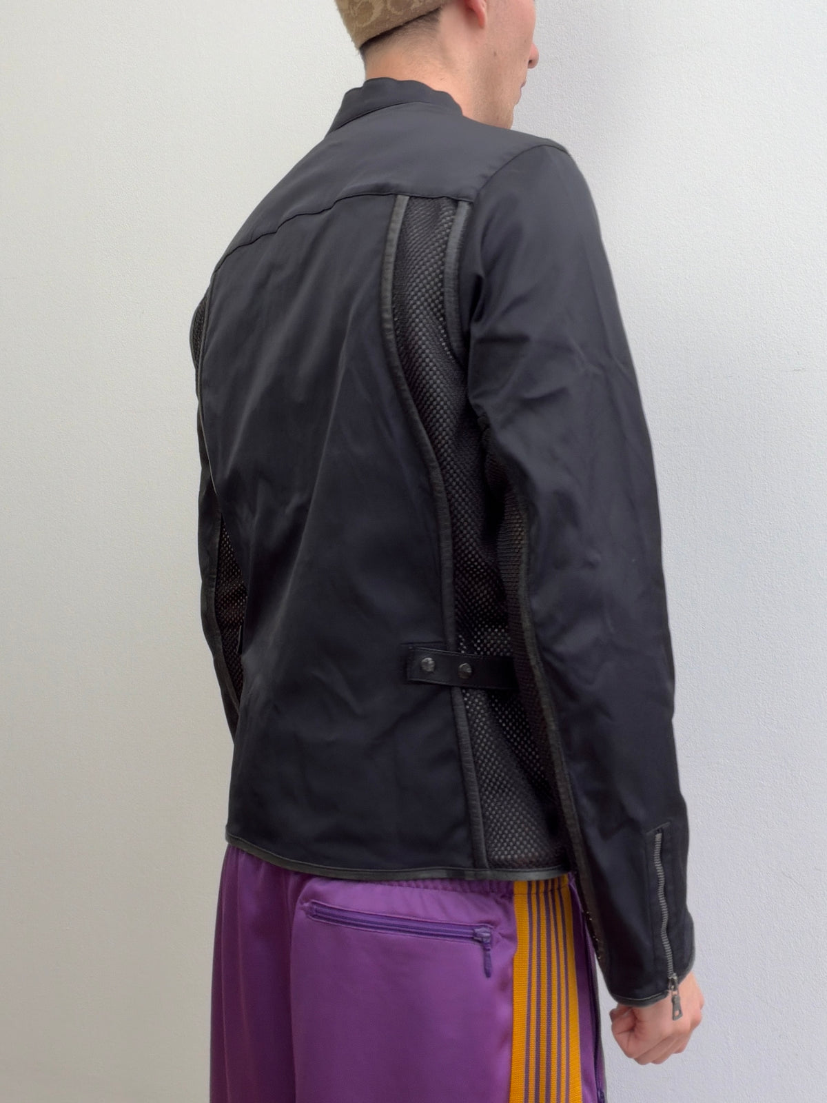 Prada Sport SS00 Leather-Trim Mesh Biker Jacket
