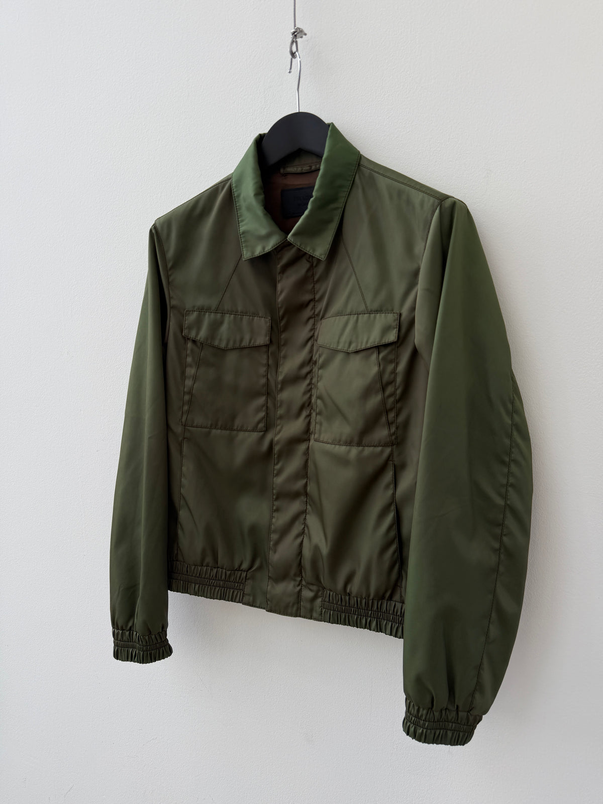 Prada Green Iridescent Zip Up Bomber Jacket