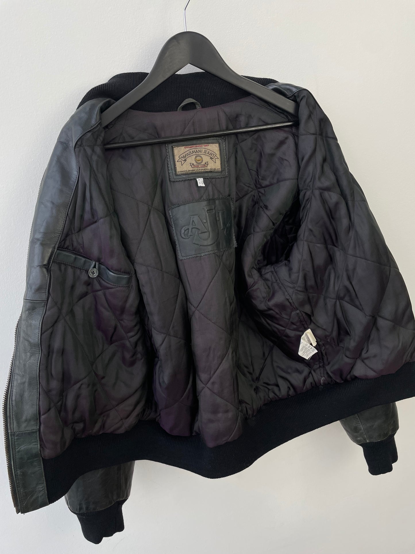 Armani Jeans 90s Leather Bomber Jacket