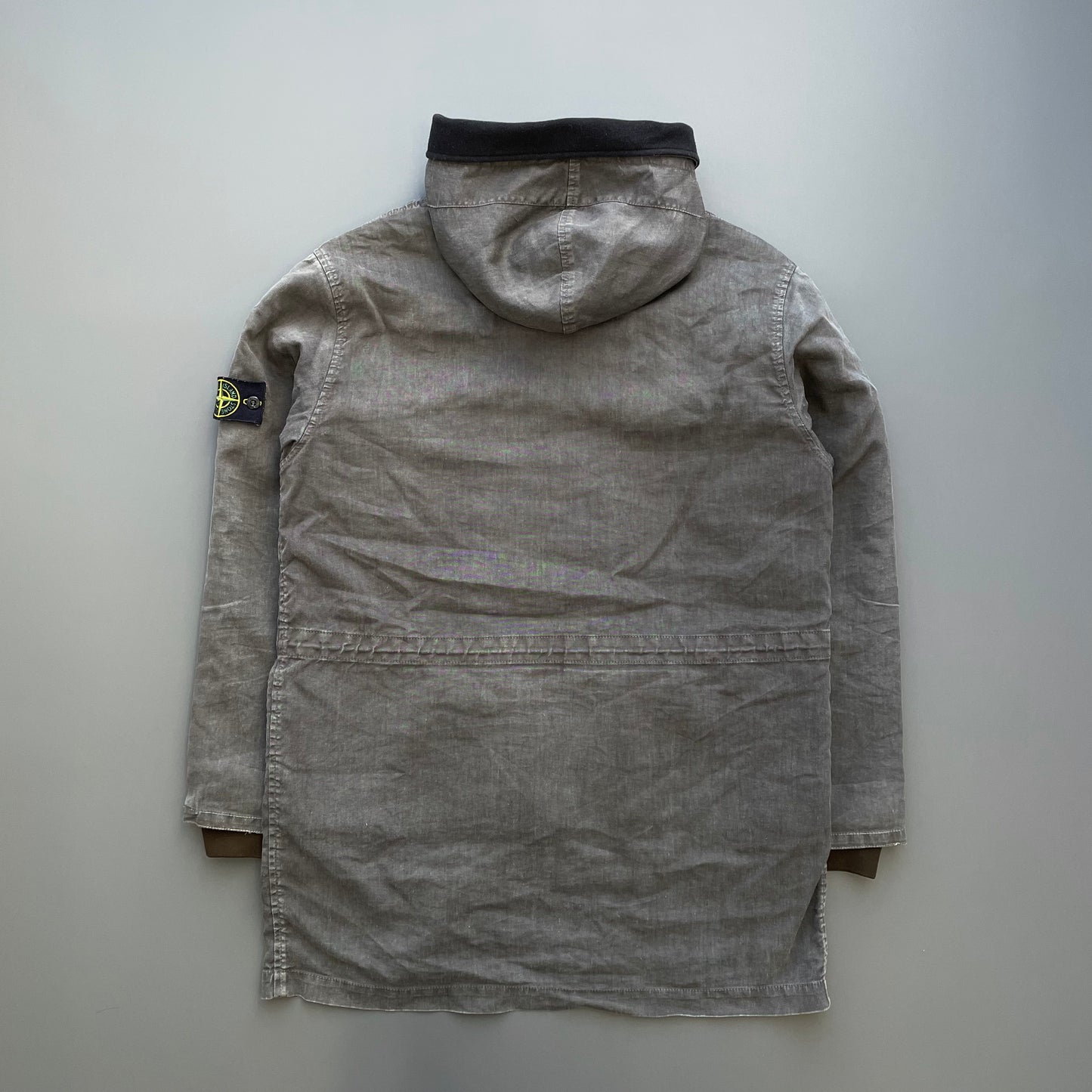 Stone Island Grey AW07 Lino Flax Dutch Rope Liner Hooded Overcoat