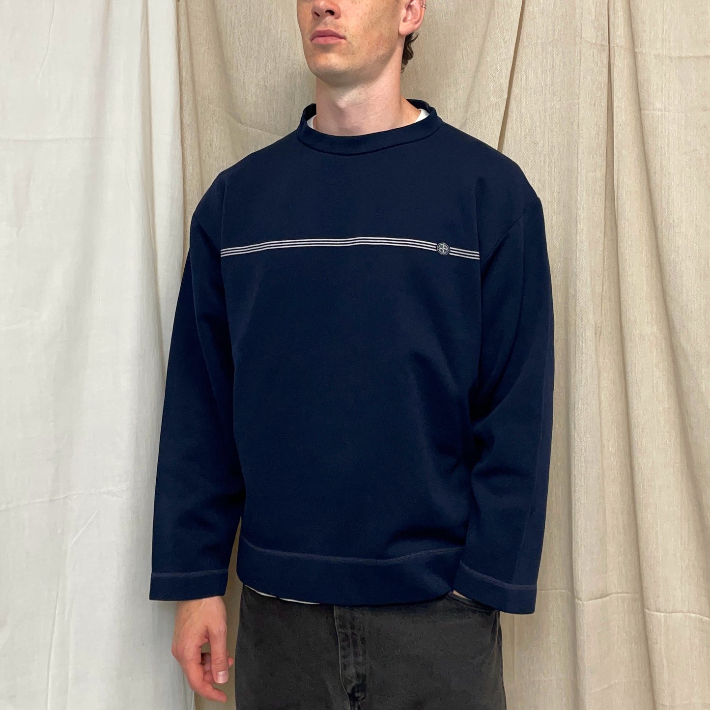 Stone Island Navy SS97 Marina Chest Emblem Jumper
