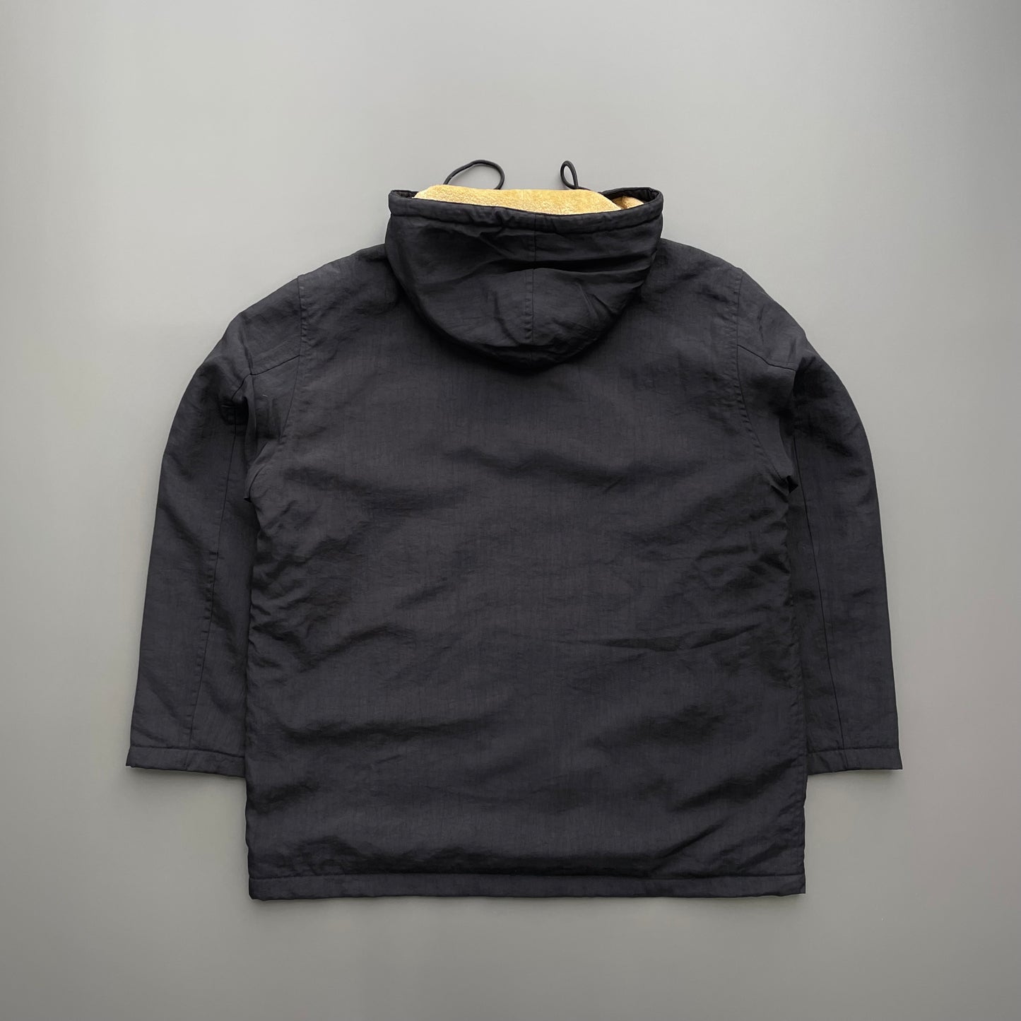 C.P. Company Black AW95 Nylon Fleece Lined Hooded Overcoat