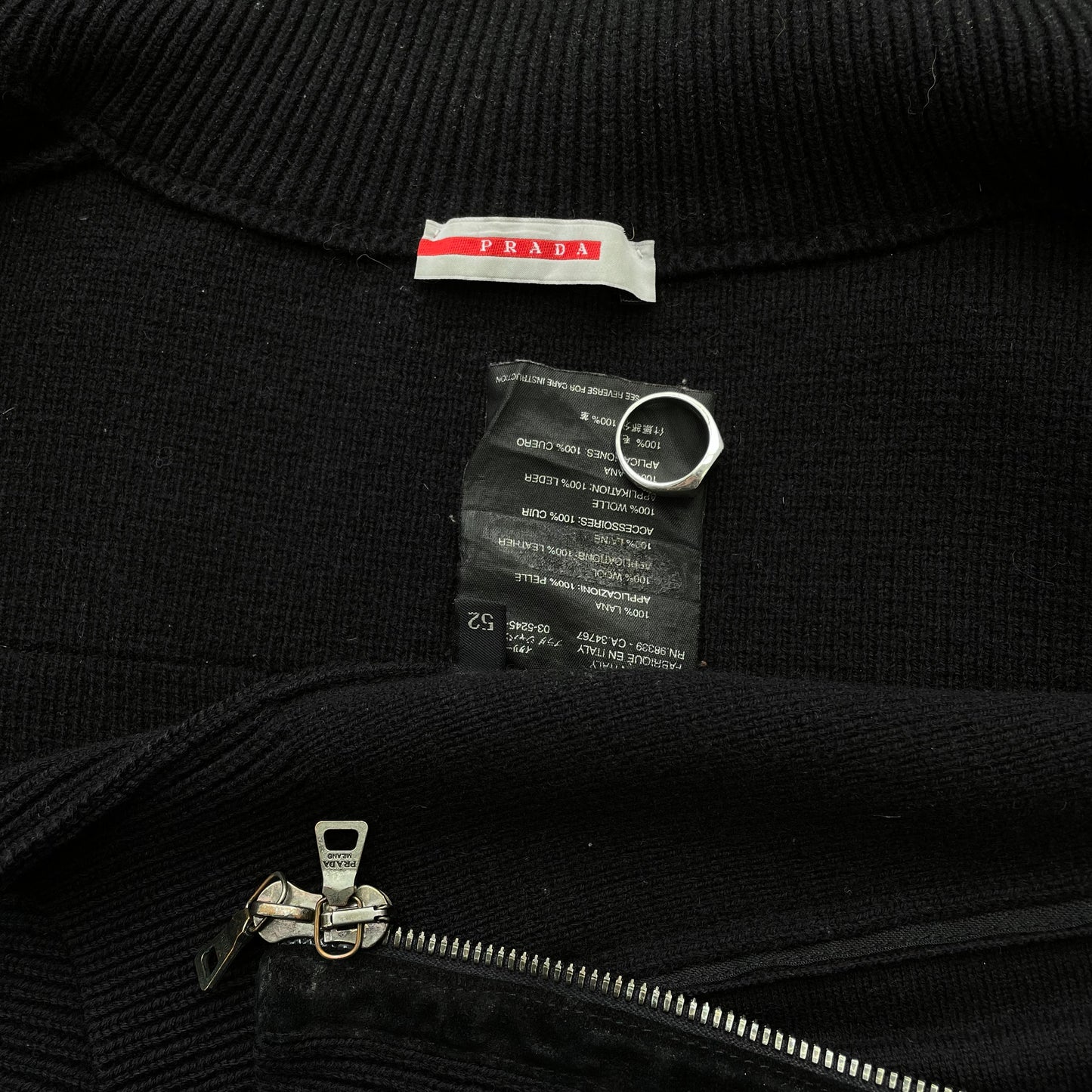 Prada Sport Deep Purple & Black 00s Leather Suede Wool Knit Jacket