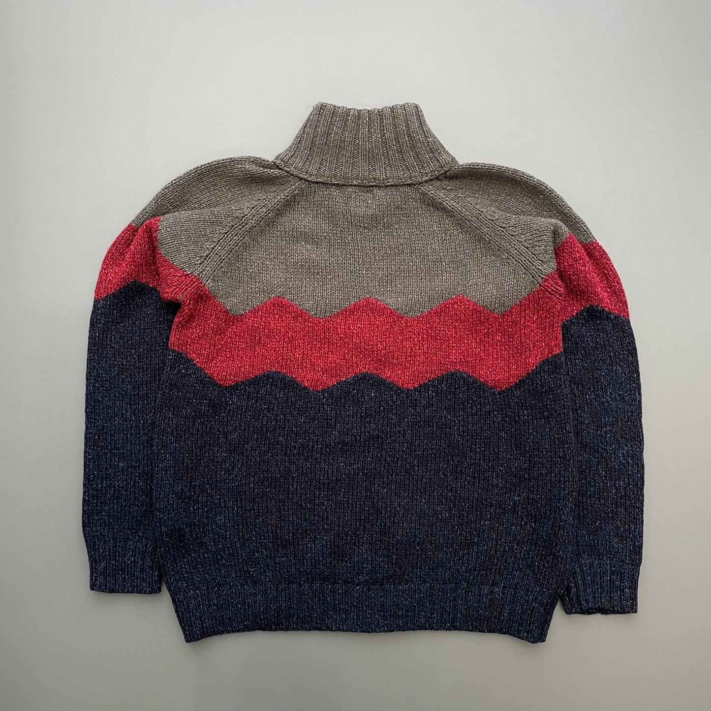 C.P. Company Navy, Red & Grey AW00 Chunky Silk & Wool Cardigan