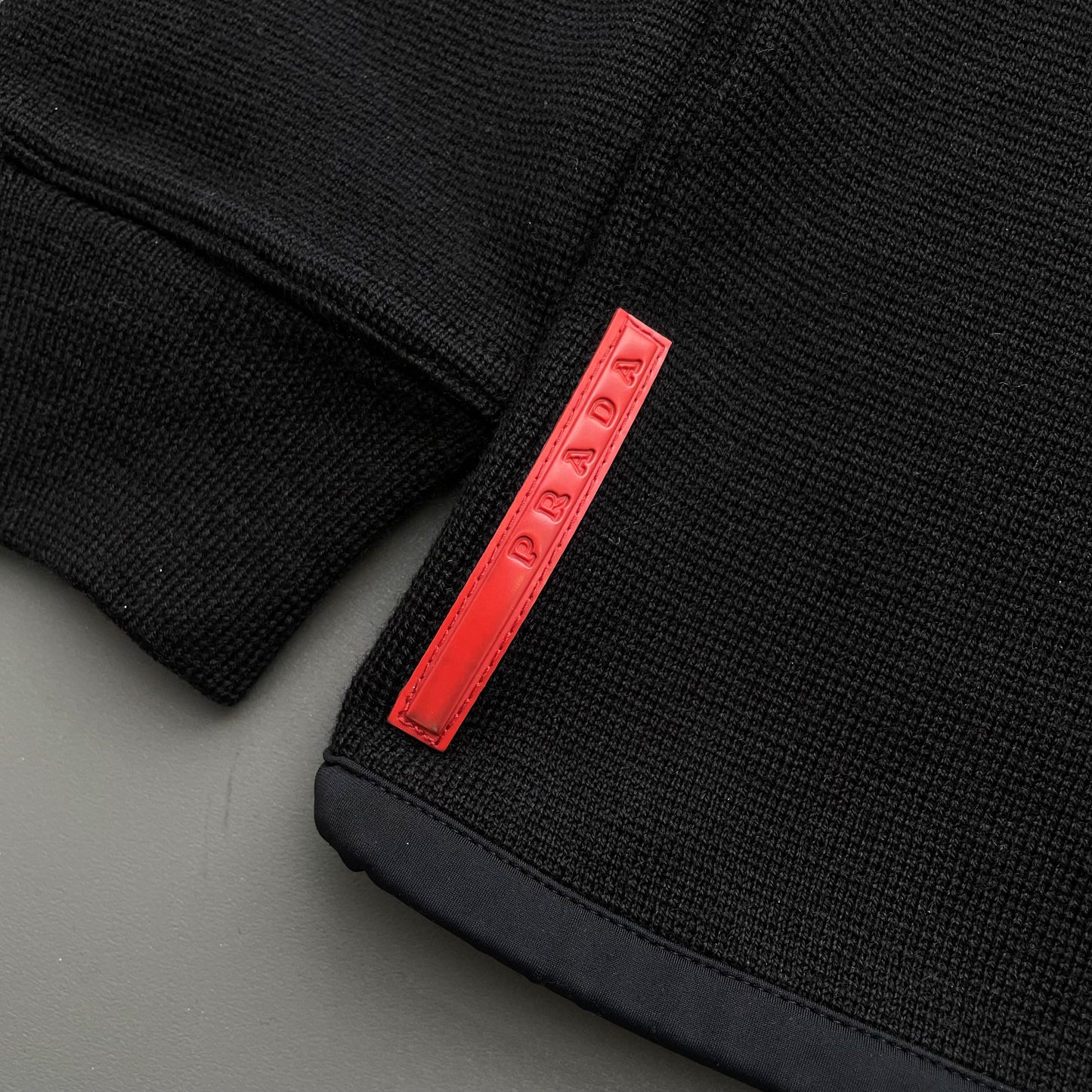 Prada Sport Black 2006 Spellout Technical Wool Knit Jumper