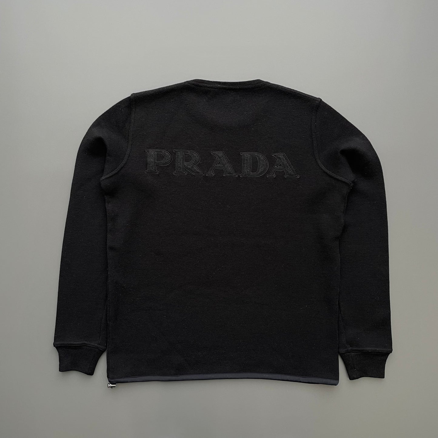 Prada Sport Black 2006 Spellout Technical Wool Knit Jumper