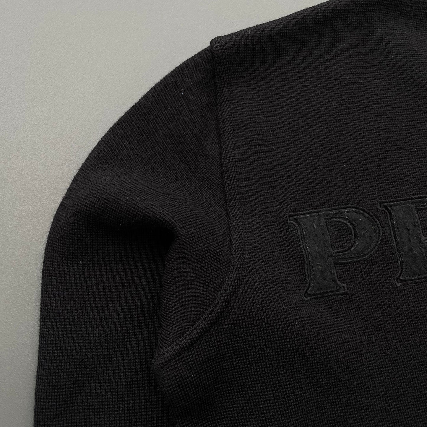 Prada Sport Black 2006 Spellout Technical Wool Knit Jumper
