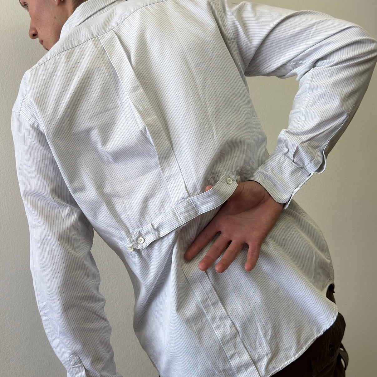 Prada Blue & White 00s Stripe Cinchback Shirt