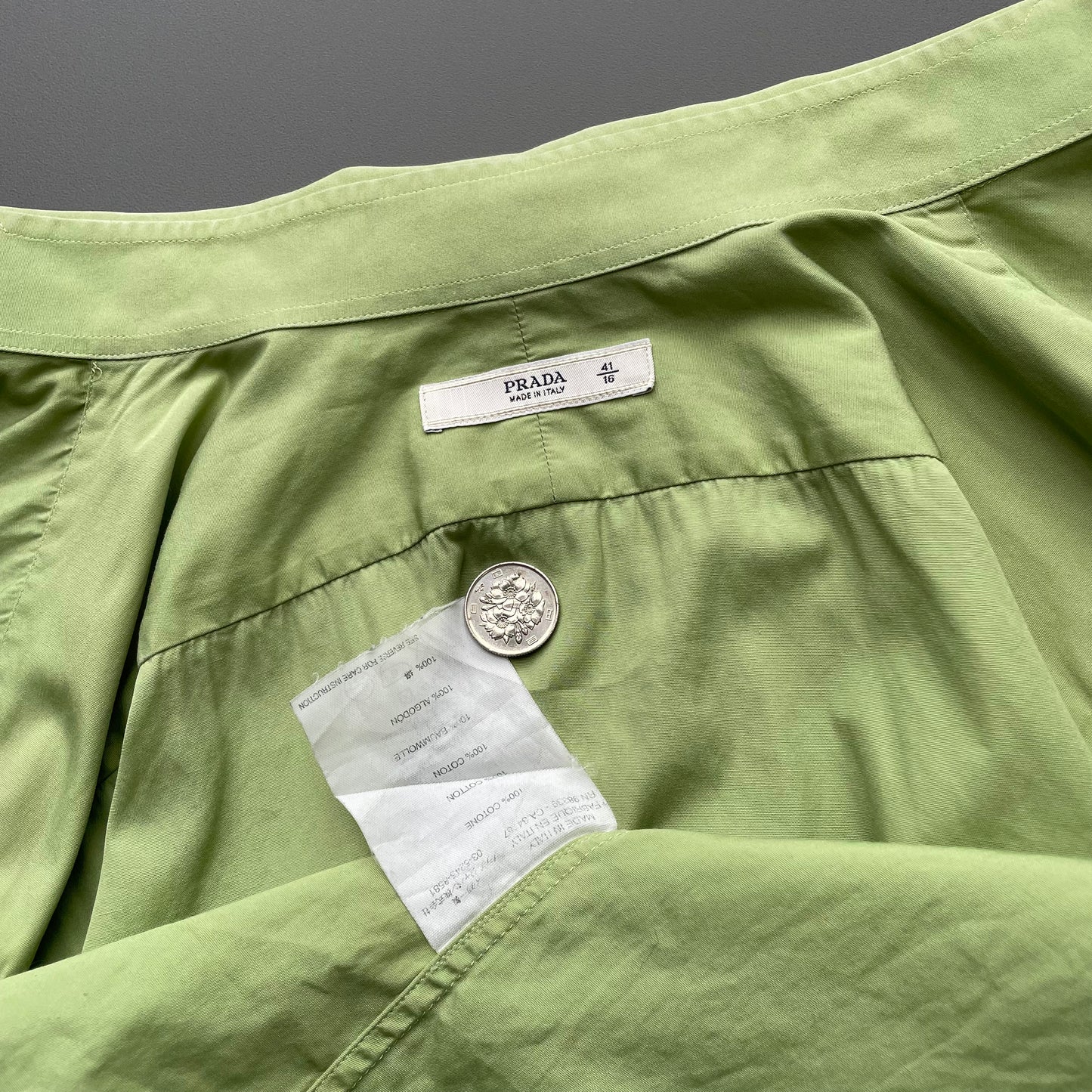 Prada Lime Green 00s Dress Shirt