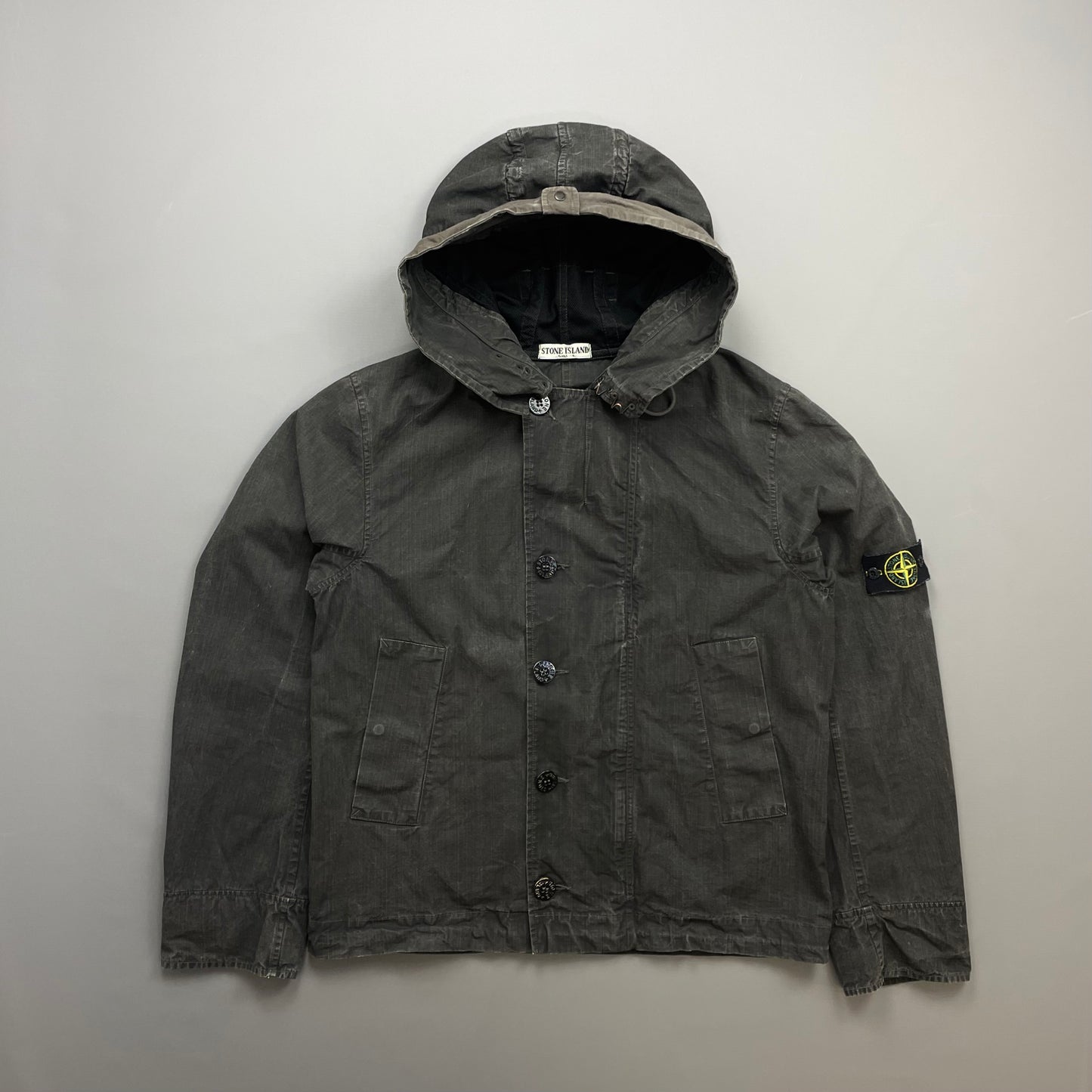 Stone Island Black/Grey Cotton Spalmatura Hooded Jacket SS07