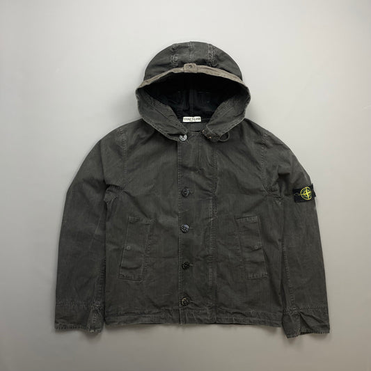 Stone Island Black/Grey Cotton Spalmatura Hooded Jacket SS07
