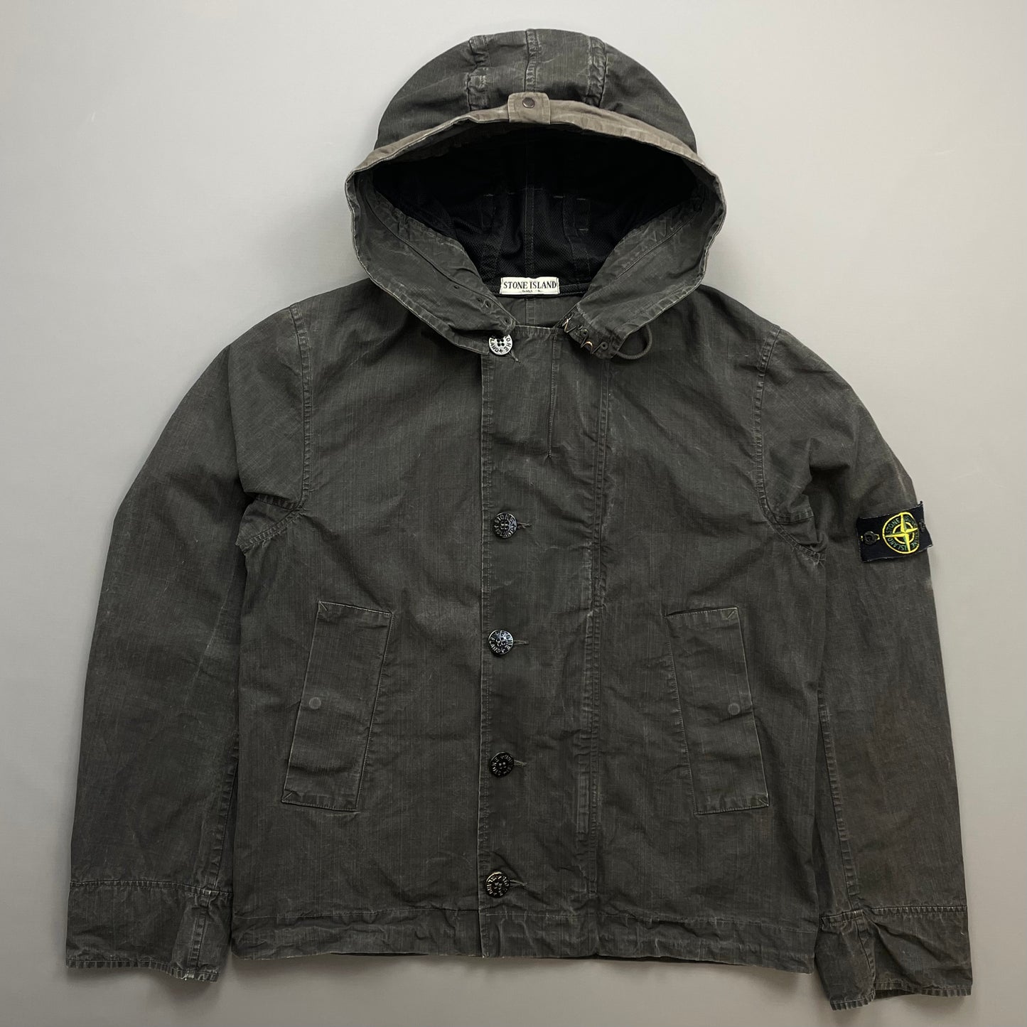 Stone Island Black/Grey Cotton Spalmatura Hooded Jacket SS07