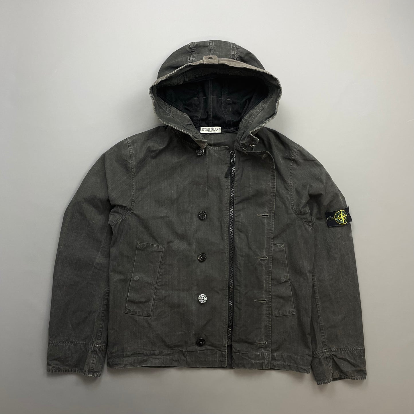 Stone Island Black/Grey Cotton Spalmatura Hooded Jacket SS07