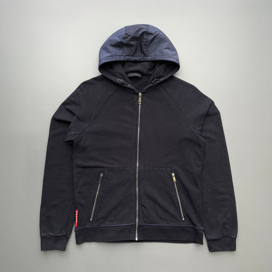 Prada Sport Navy 2018 Nylon Hood Zip-Through Hoodie