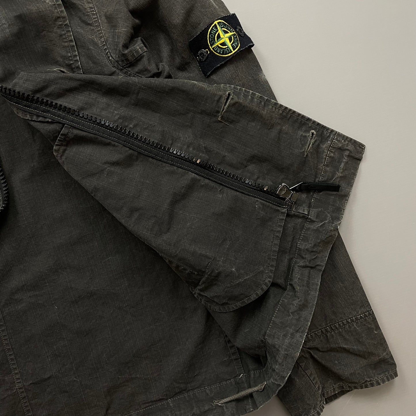 Stone Island Black/Grey Cotton Spalmatura Hooded Jacket SS07