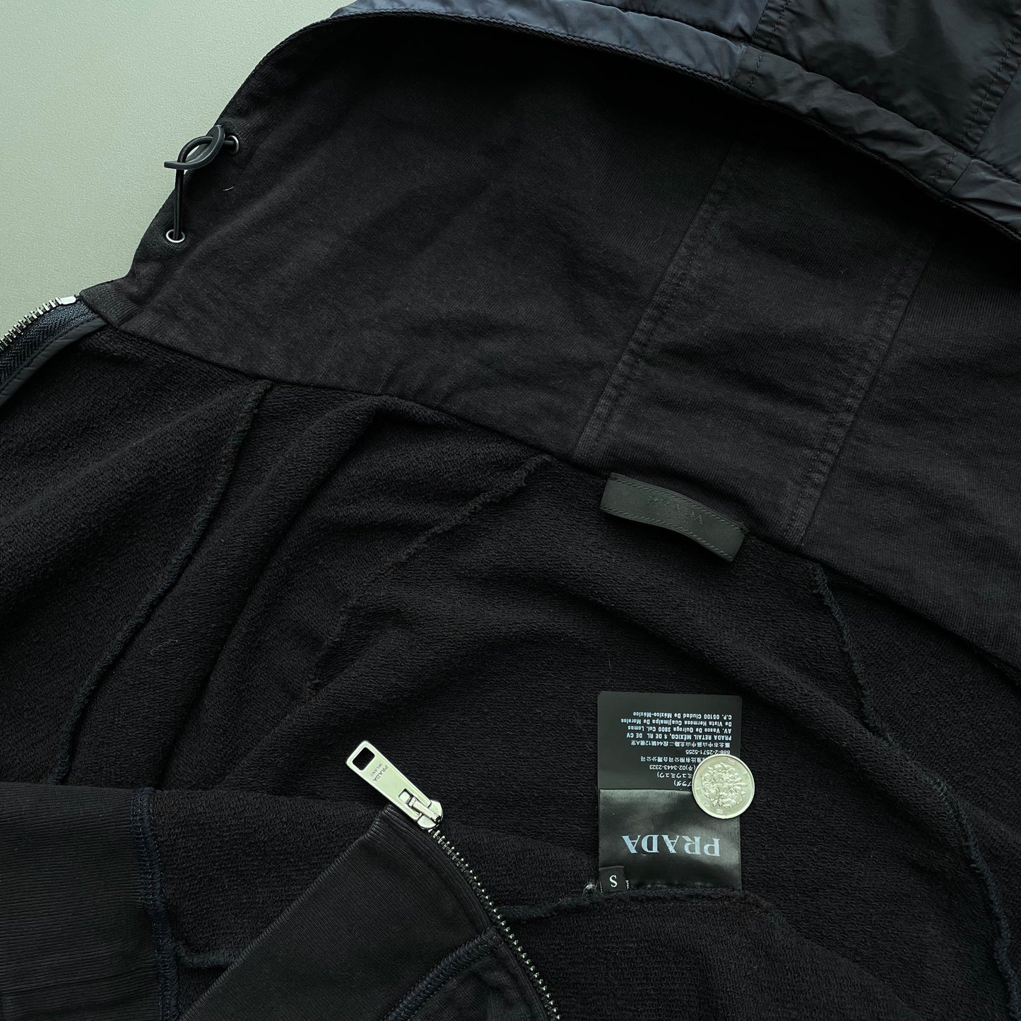 Prada Sport Navy 2018 Nylon Hood Zip-Through Hoodie